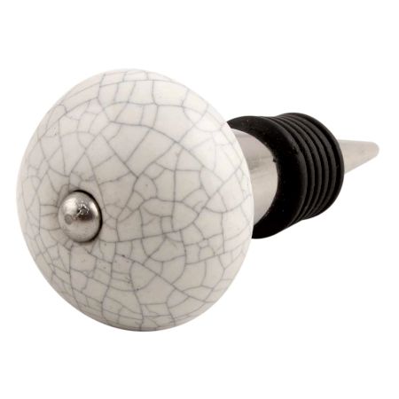 White Crackle Ceramic Wine Stopper